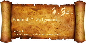 Hadaró Zsigmond névjegykártya
